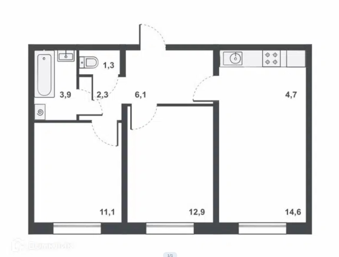 планировка квартиры 57 м2